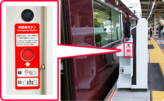 Emergency button on movable Platform door
