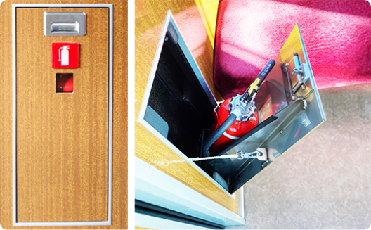 Photo of a fire extinguisher in a vehicle
